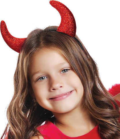 Giraffe Manufacturing Red Devil Horns Headband for Kids and Women - Glitter Devil Ears Dragon Horns Devil Costume Accessories - Cosplay New year Theme Parties Apparel Accessories for Women
