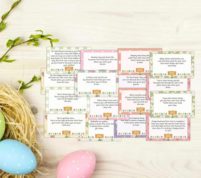 Easter Scavenger Hunt for Adults, Easter Egg Party Games, Bunny Treasure Hunt Clues Game Cards, Spring Holiday Activities for Large Groups, Family Party Decorations Supplies Favors -02