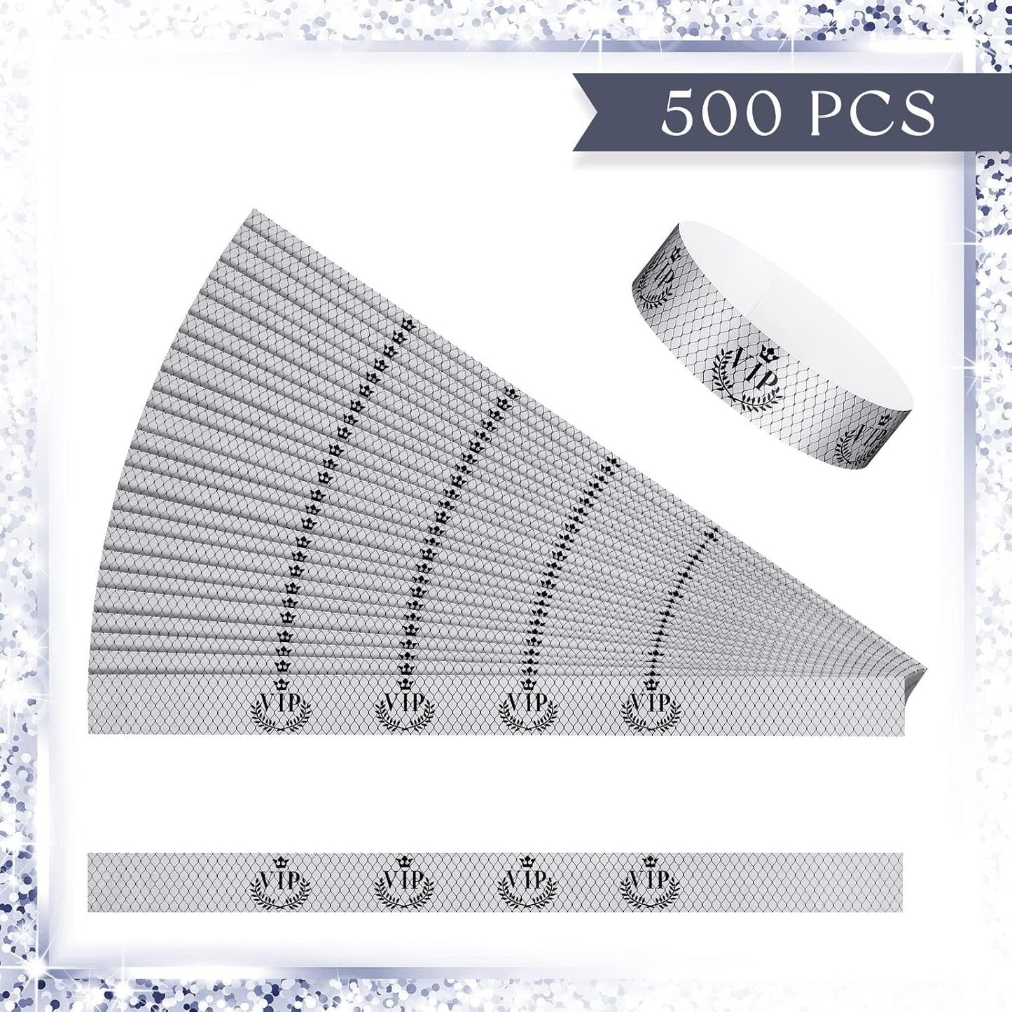 Jadive 500 Pieces Paper Wristbands VIP Plastic Waterproof Party Identification Wristbands Party Bracelets for Events Amusement Parks, Club, Concerts, Fairs, Festivals and Events(Black, Gold)
