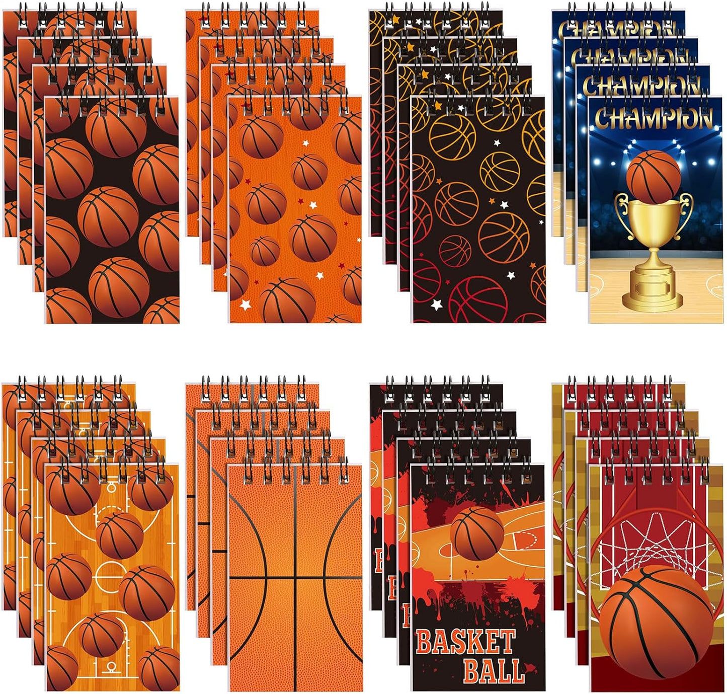 Faccito 32 Pcs Mini Notepads Sports Basketball Baseball Football Soccer Party Supplies Goodie Bag Stuffers Notepads Spiral Mini Notebooks for Reward(Baseball)