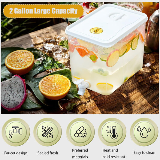 1 Gallon Beverage Drink Dispenser for Fridge, Plastic Beverage Dispenser with Spigot，Juice Container Sealed with Filter Screen，Cold Hot Drink Jug for Christmas Party Supplies (2PCS 1Gallon)