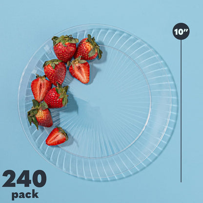 PLASTICPRO 30 Pack Crystal Like Clear Disposable Plastic Plates Dinner Dishes 6 ounce Bowls for Special Occasions Parties