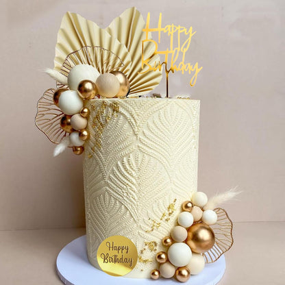 Blue White Gold Balls Cake Toppers Balls Birthday Cake Decorations for Birthday Boho Wedding Baby Shower Party Decoration (Blue White Gold)