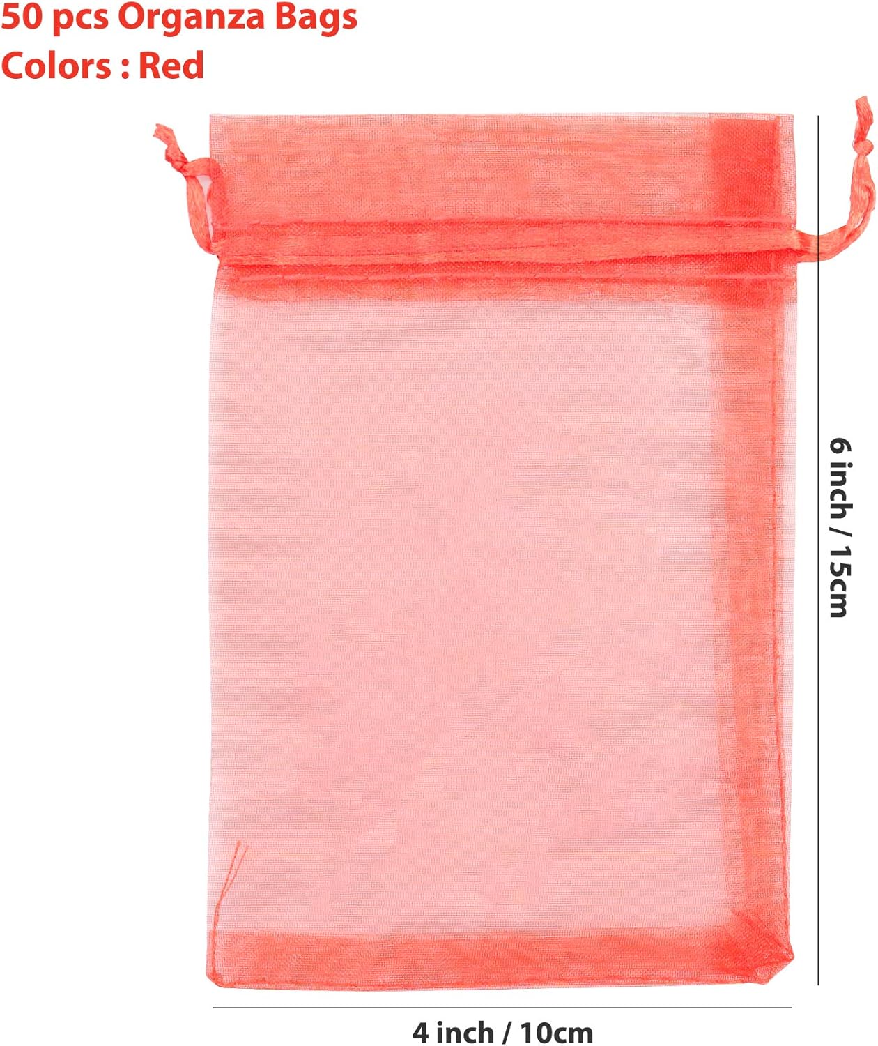 ANZNKU Pink Organza Bags 4 x 6 in 50PCS, Small Gift Bags for Goodie Candy Jewelry Soap Packaging, Cute Little Mesh Bag Drawstring Bulk for Wedding Birthday Party Favor Baby Shower & Easter Gifts Wrap