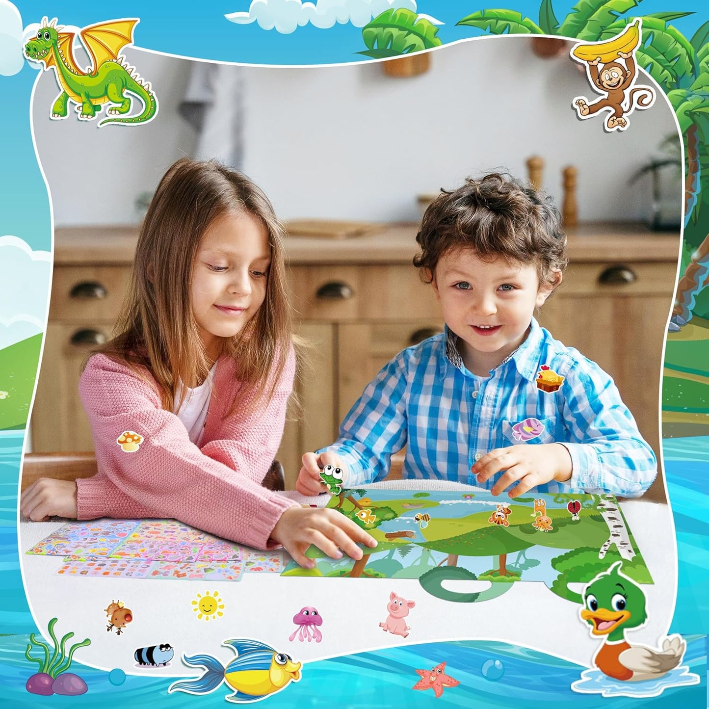 Sinceroduct 64 Sheets Stickers for Kids, 1800+pcs Animal Sticker, 16 Animal Themes Water Bottle Stickers, Scrapbooking Party Favors Classroom for Kids, Children, Teacher, Parent