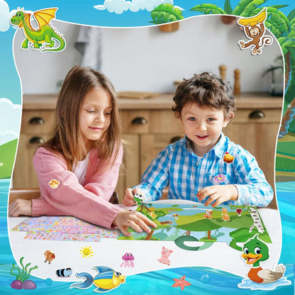 Sinceroduct 64 Sheets Stickers for Kids, 1800+pcs Animal Sticker, 16 Animal Themes Water Bottle Stickers, Scrapbooking Party Favors Classroom for Kids, Children, Teacher, Parent