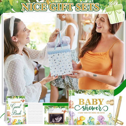 Fuyoooo 27 Pcs Safari Animal Baby Shower Guest Book Set Baby Shower Sign in Guest Floral Book Place Table Cards with Gold Pen Adhesive Photo Corner for Birthday Party