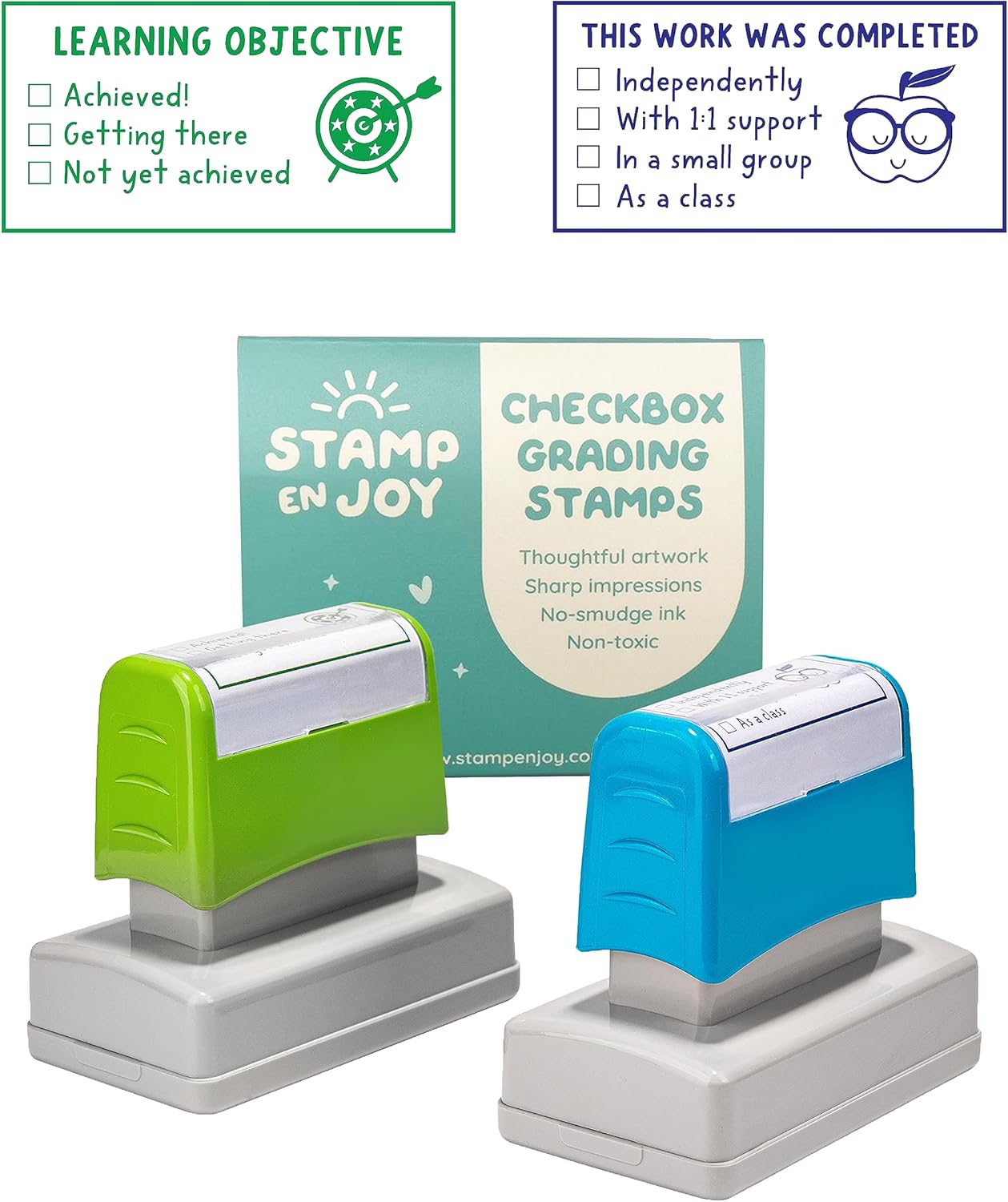 6 Self-Ink Flash Stamp Set, Multicolor Teacher Stamps for Classroom, Stamps for Teachers, Pre-Inked, Refillable Stamps (Celebration Set)