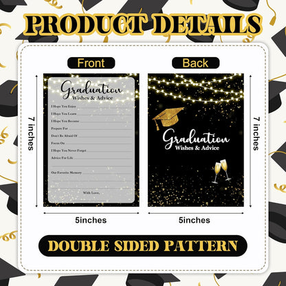 Graduation Games, Black Gold Grad Party Game Cards for Adults, Graduation Guest Bingo Games, Graduation Celebration Party Favors Supplies, 25 Pack (08)