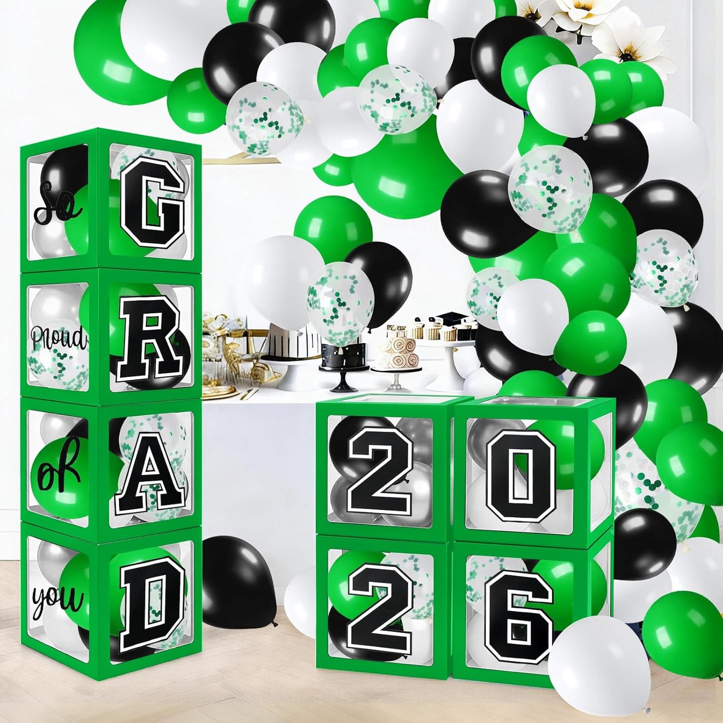 Graduation Decorations 2026 Graduation Party Decorations Set of 4 Boxes with 129pcs Balloons Arch Garland Kit Party Supplies for Any Grades Blue