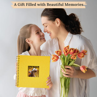 8 x 8 Inch Scrapbook Photo Album Linen Cover 20 Sheets/ 40 Pages, Hardcover Kraft White Pages Memory Book, for Travel Wedding Guest Book Christmas Baby Shower Fits 4x6 & Instant Photos, Beige
