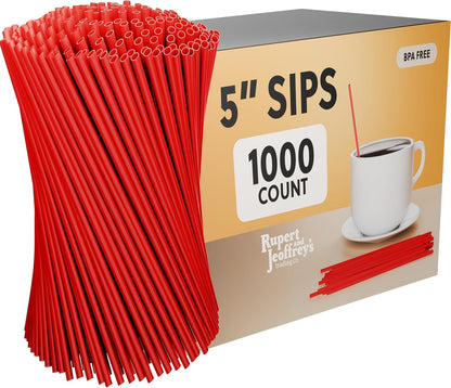 Disposable Plastic Coffee Stirrer Straw - 5 Inch Sip Stir Stick (1000, Neon)