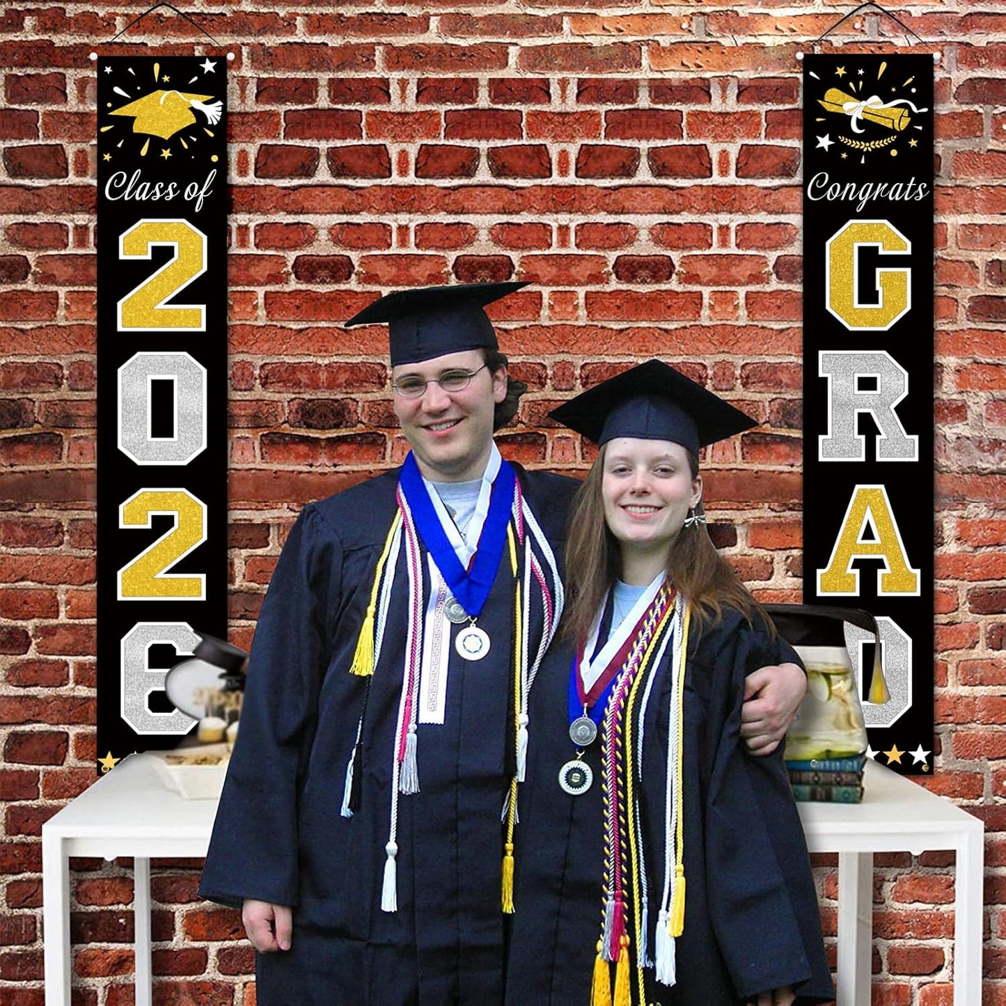 DAZONGE 2026 Graduation Decorations Blue, Congrats Grad Porch Banner for Any Schools or Grades 2026 Graduation Party Decorations