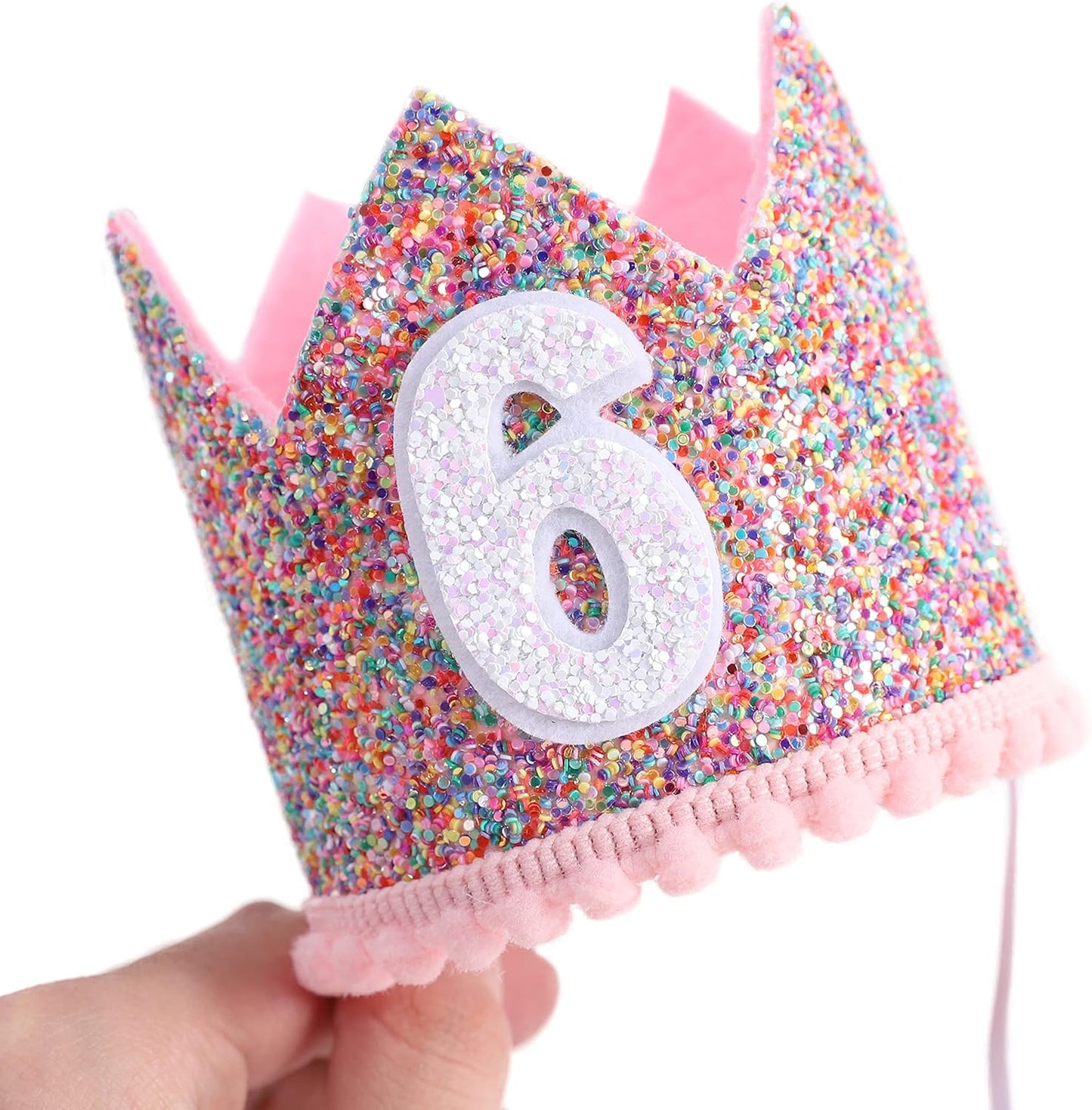 Rainbow Crown - 4th Birthday Party Glitter Crown, Kids Birthday Hats, Baby Photo Props, Little Girls Hair Accessories