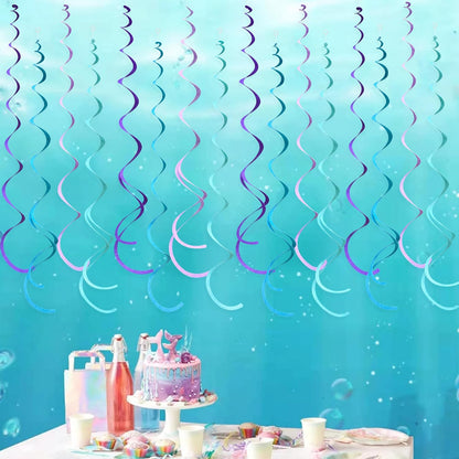 36 Pcs Blue Hanging Swirl Decorations Ombre Royal Blue White Felt Swirl Streamer Spiral Ceiling Garland for Birthday Wedding Baby Shower Graduation Under The Sea Nautical Ahoy Achor Party Supplies
