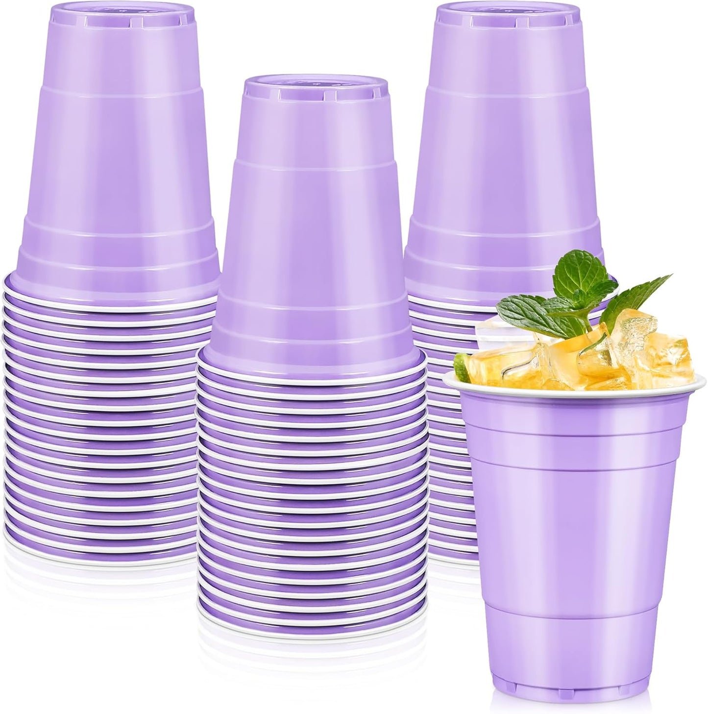 LANLISA 50 Gold Plastic Cups, 16 oz Disposable Cups, Drinking Cups For Birthday Party Supplies, Graduation, Thanksgiving Decorations, Harvest, Fall, New Years