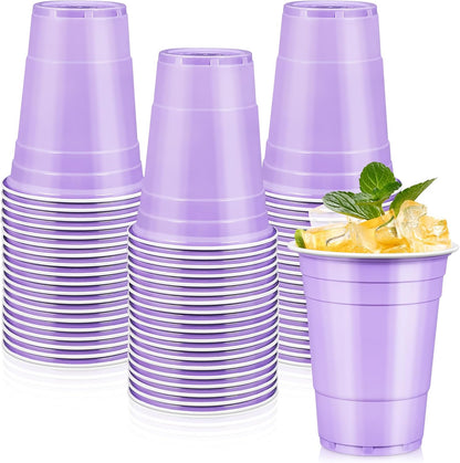 LANLISA 50 Gold Plastic Cups, 16 oz Disposable Cups, Drinking Cups For Birthday Party Supplies, Graduation, Thanksgiving Decorations, Harvest, Fall, New Years