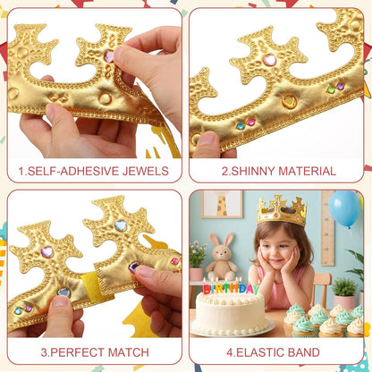 Yaomiao 66 Pieces Foam Princess Tiaras DIY Crowns Kids Party Favors Craft Crystal Diamond Sticker Girls Making Your Own Tiara (Gold)