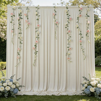10ftx10ft Black Backdrop Curtains for Weddings Parties, Wrinkle Free 2 Panels Silky Polyester Photo Backdrop Drapes Back Drop Cloth Drapery for Birthday Mother'sDay Photography Background
