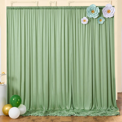 10ftx10ft Black Backdrop Curtains for Weddings Parties, Wrinkle Free 2 Panels Silky Polyester Photo Backdrop Drapes Back Drop Cloth Drapery for Birthday Mother'sDay Photography Background