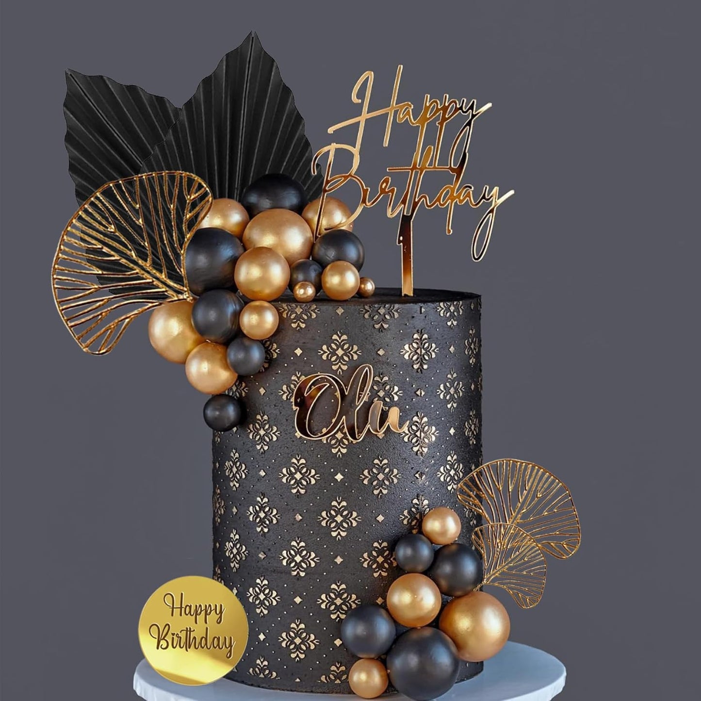 Blue White Gold Balls Cake Toppers Balls Birthday Cake Decorations for Birthday Boho Wedding Baby Shower Party Decoration (Blue White Gold)