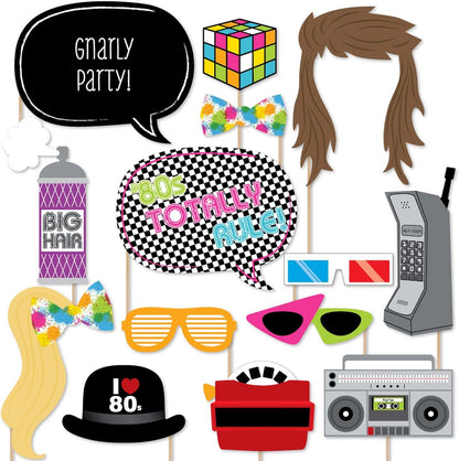 Big Dot of Happiness 80's Retro - Totally 1980s Photo Booth Props Kit - 20 Count