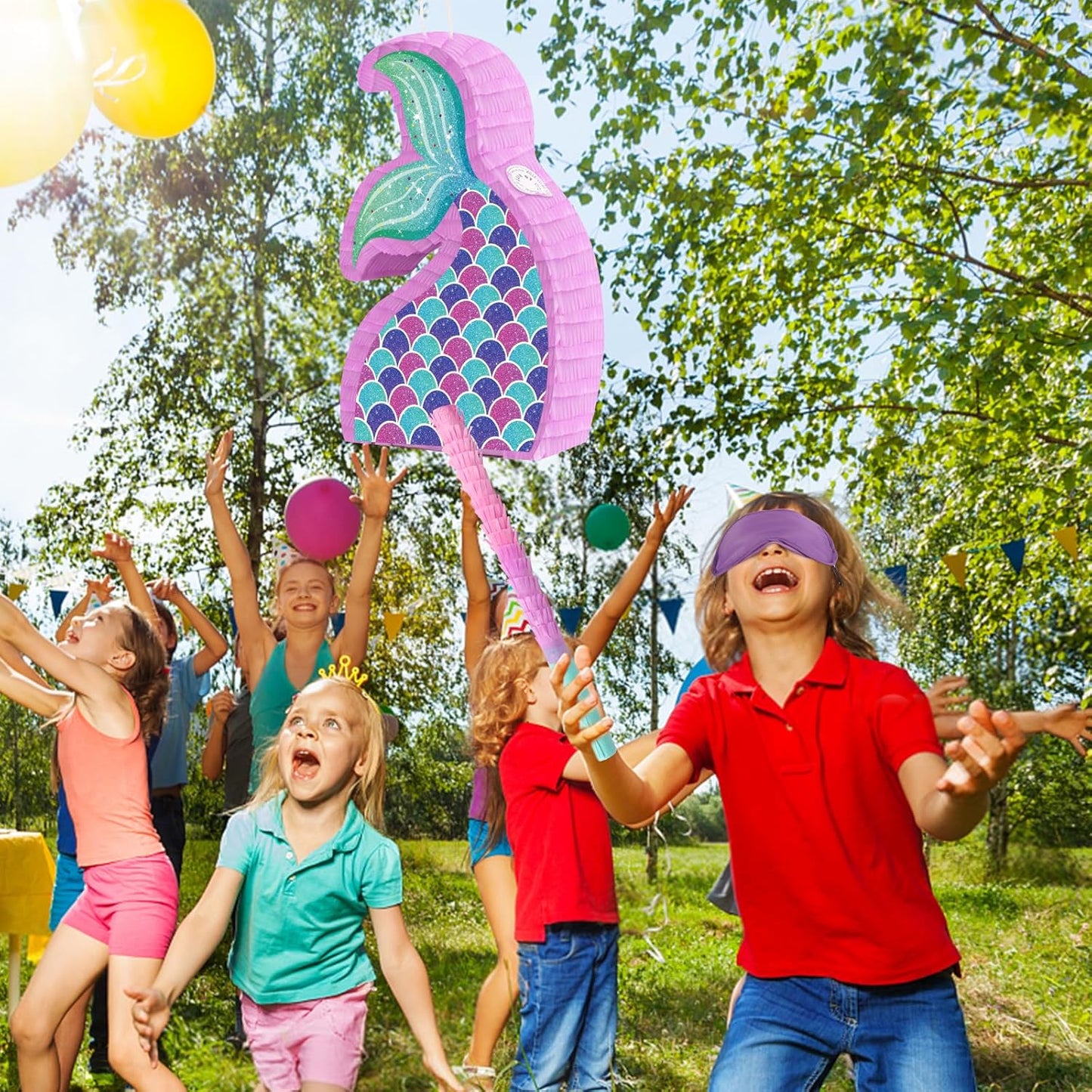 Hooqict Mexican Pinata with Blindfold and Bat Stick Party Pinata for Fiesta Carnival Cinco de Mayo Decorations Kids Adults Mexican Party Games Birthday Party Supplies