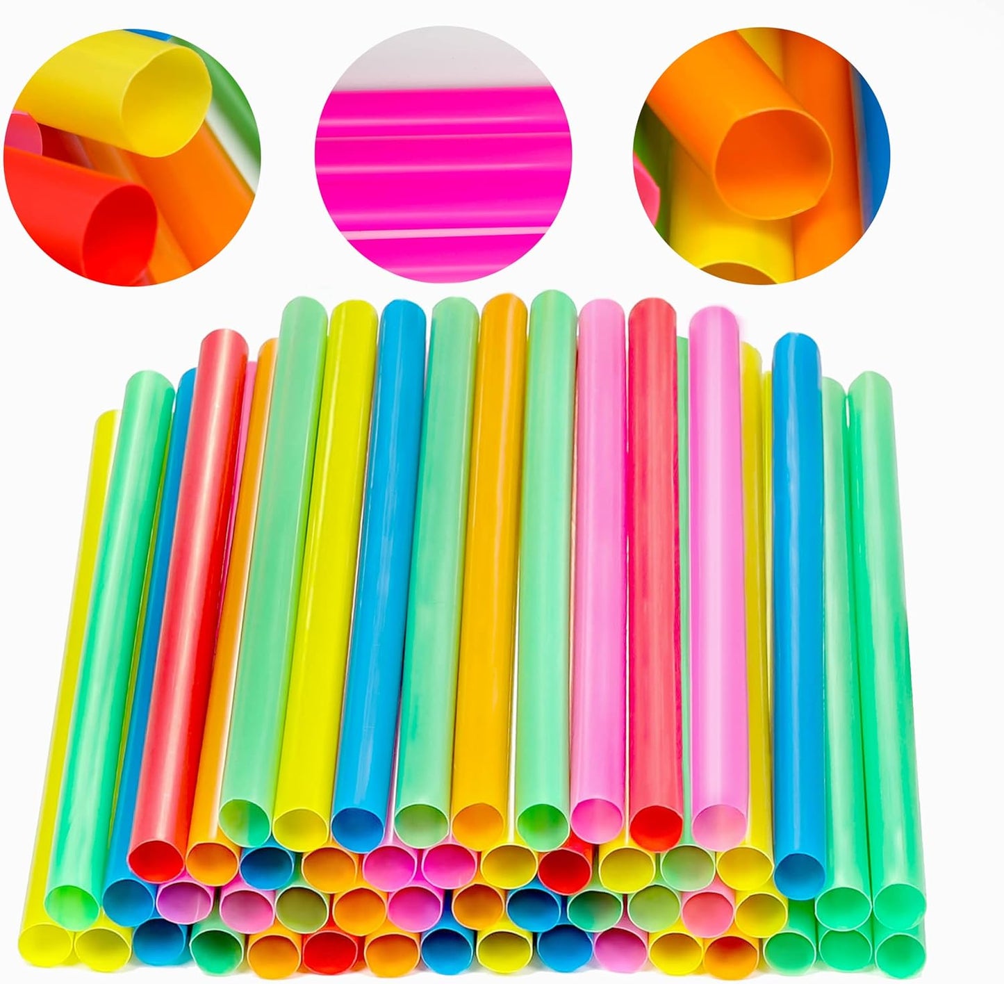 100 Pcs Jumbo Smoothie Straws,Colorful Disposable Wide-mouthed Large Straw.