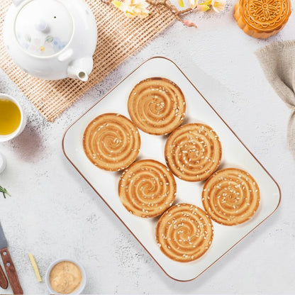 3 Pack Plastic Serving Trays for Party - Gold Serving Tray 8 x 11 Inch - Heavy Duty Dessert Trays for Food - Rectangular Party Serving Trays for Entertaining - Clear Cookie Platters