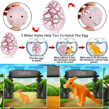 60 Pcs Hatching Dinosaur Eggs for Kids Party Favors, Easter Egg Filled with Toys Novelty Grow in Water Dino Eggs with Toys Inside Easter Basket Stuffers Birthday Gifts, Classroom Prize, Pinata Fillers