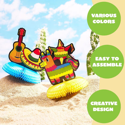 JOYIN 6 PCs Cinco De Mayo Fiesta Honeycomb Table Centerpiece 8.5” Party Decoration for Fun Fiesta Taco Party Supplies, Luau Event Photo Props, Mexican Theme for Carnivals Festivals