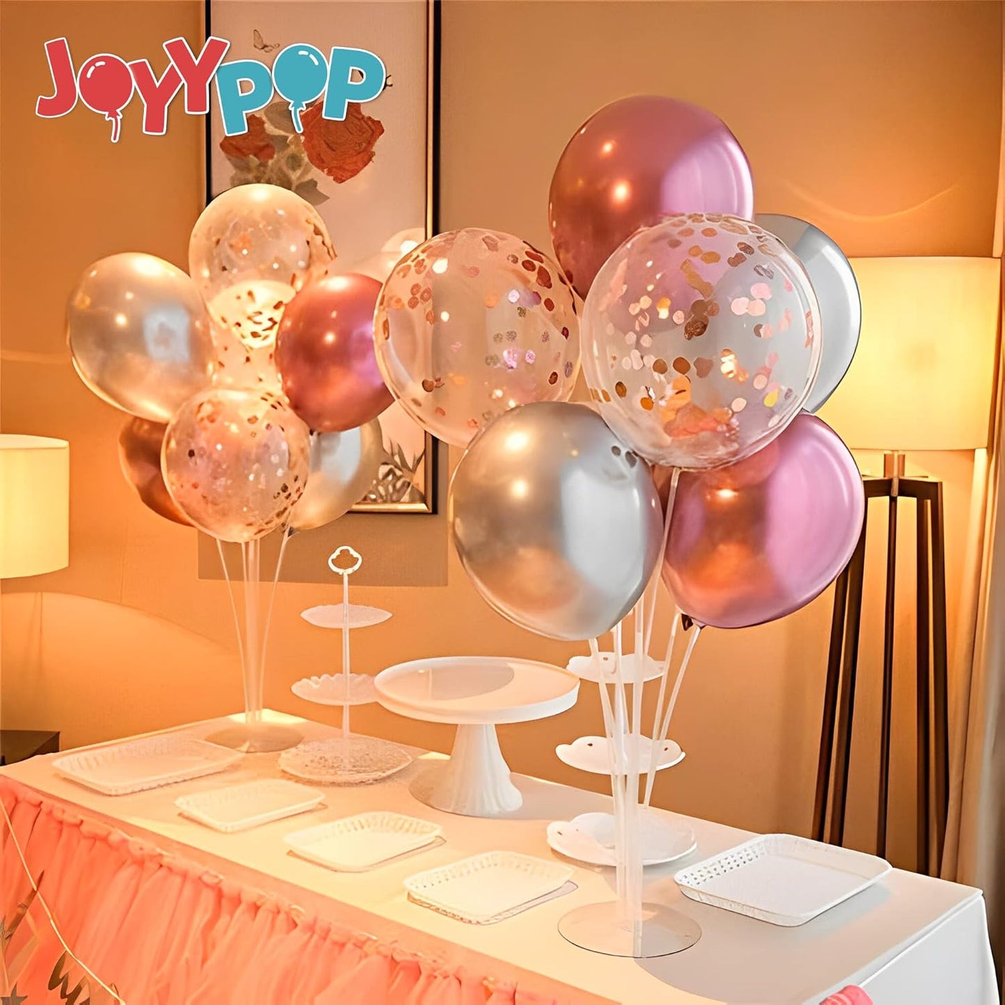JOYYPOP 4 Sets Balloon Stand Kit For Table, Balloon Sticks with Base Birthday Graduation Party Decorations Wedding