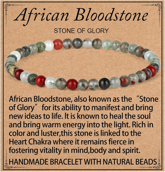 LPBeads Handmade Natural Gemstone Stretch Elastic Bracelet Healing Crystal Round Stone Beads Jewelry Gifts for Women Men