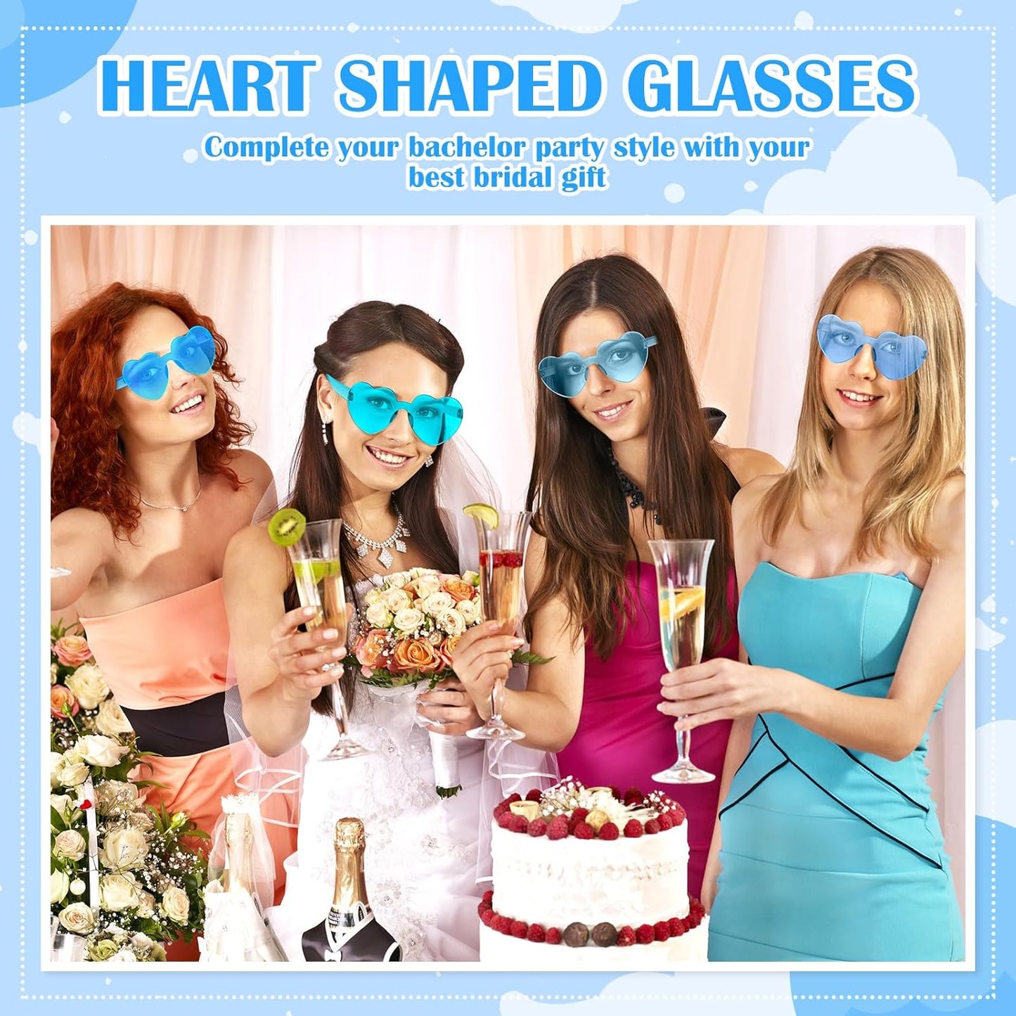 Frienda 8 Pairs Heart Shaped Sunglasses for Women Rimless Heart Glasses Candy Color Sunglasses for Party Favor