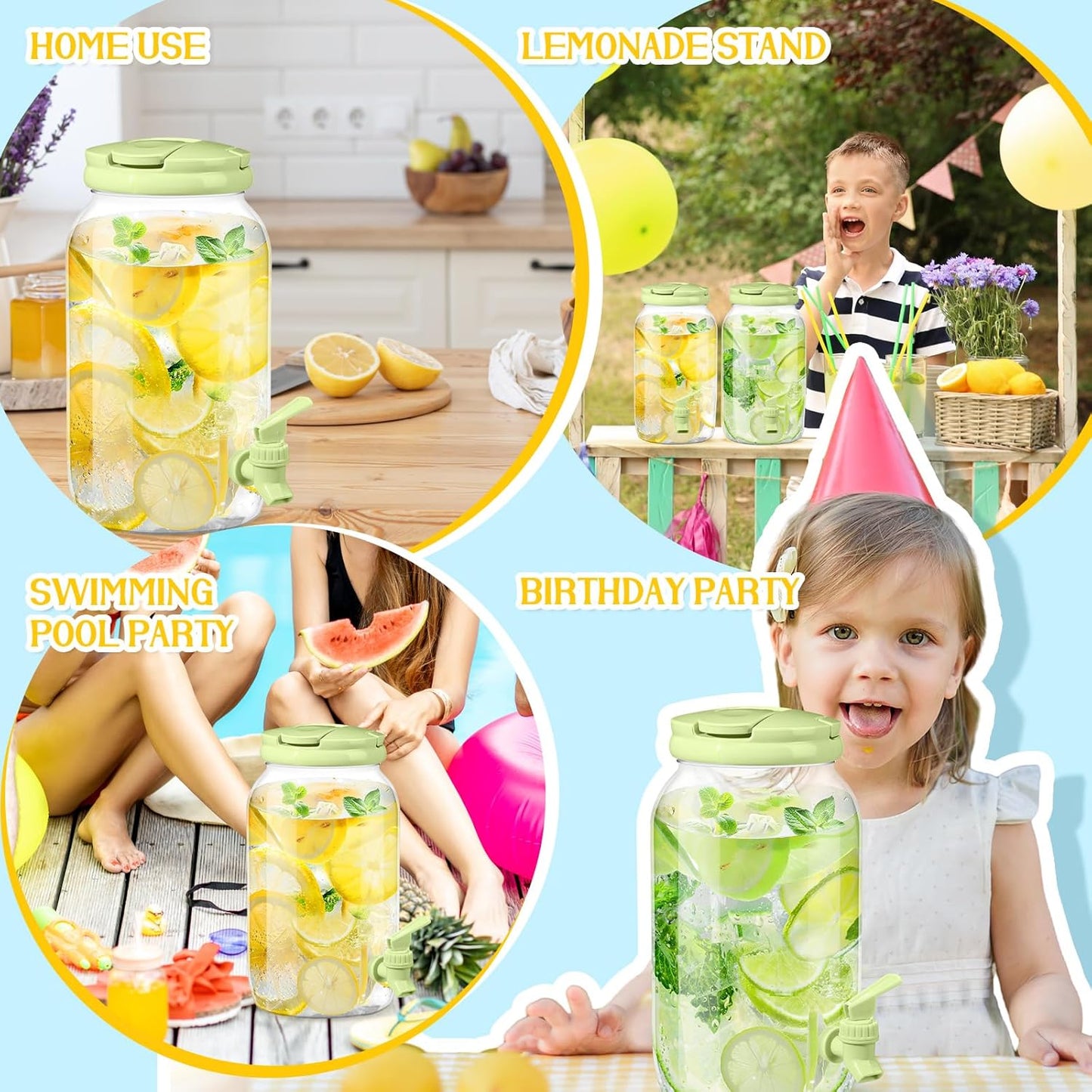 Havawish 2 Pcs 1 Gallon Plastic Beverage Dispenser with Spigot Clear Summer Kitchen Fridge Drink Dispenser for Parties Lemonade Juice Tea Beer Cold Water (Red,Cylinder)