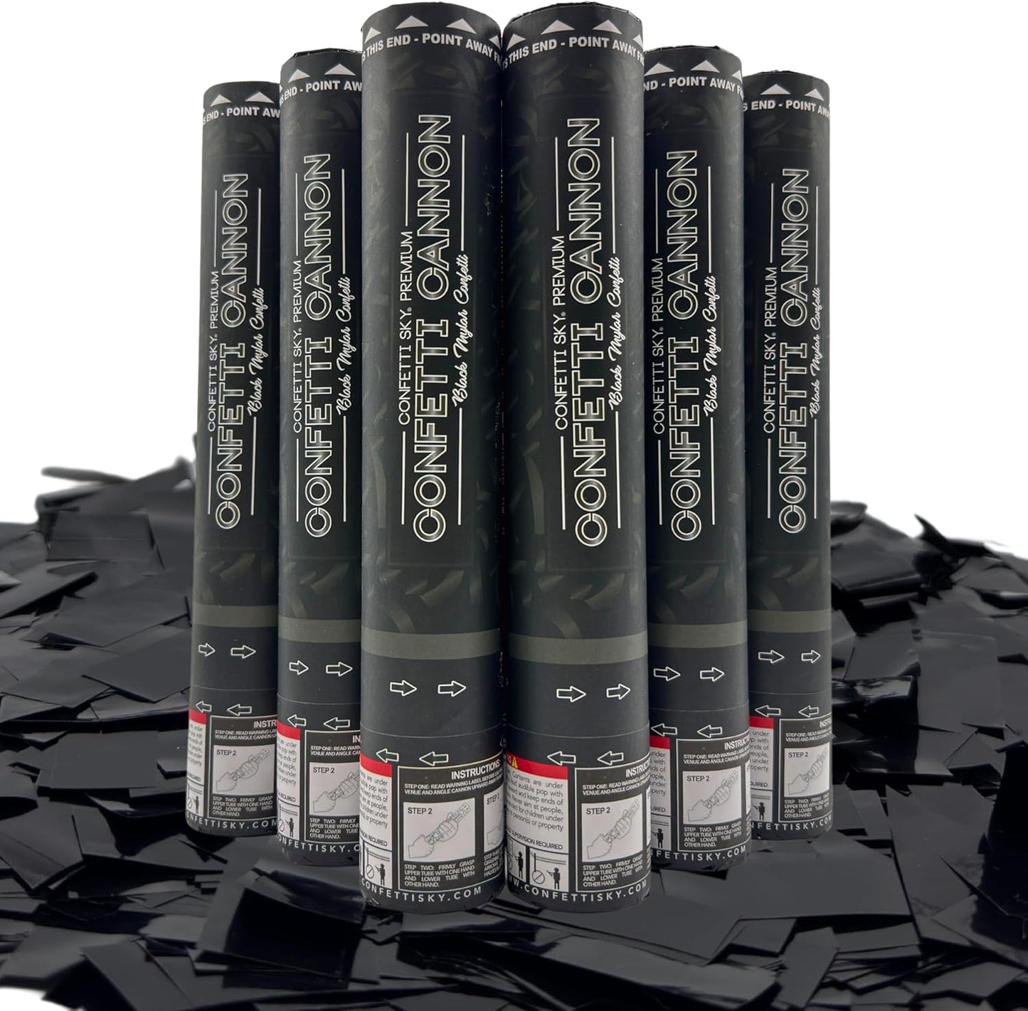 Confetti Sky [6 Pack] 12 Inch Confetti Cannons | Multicolor Confetti Poppers for Wedding Celebration, Birthday Party, Pranks, Graduation, Christmas Eve and New Year Celebration