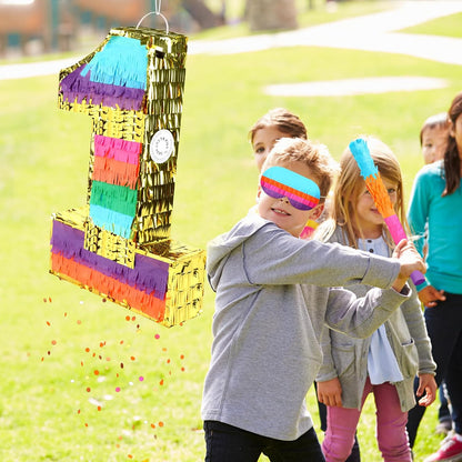 Dinosaur Pinata - Dinosaur Decorations with a Blindfold and Bat for Boys Girls Animal Themed Birthday Party Kids Classroom Game Decorations Supplies (15.7 x 11.4 x 3.1 Inches)