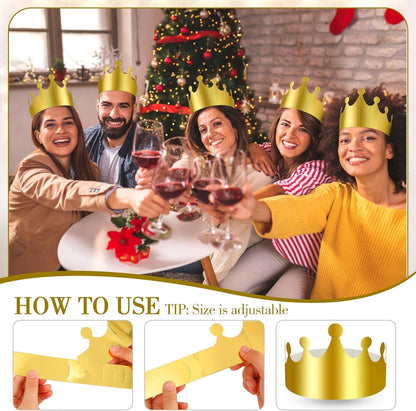 Crtiin 200 Pcs Gold Paper Crowns Bulk King Crown Princess Hats for Birthday Celebration Party Supplies
