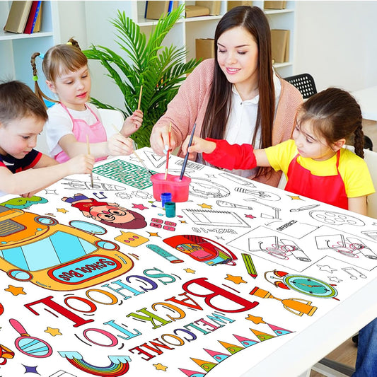 Giant Unicorn Coloring Tablecloth & Poster - Unicorn Party Table Cover with Coloring Paper for School, Classroom, Family Activity & Birthday Party Supplies