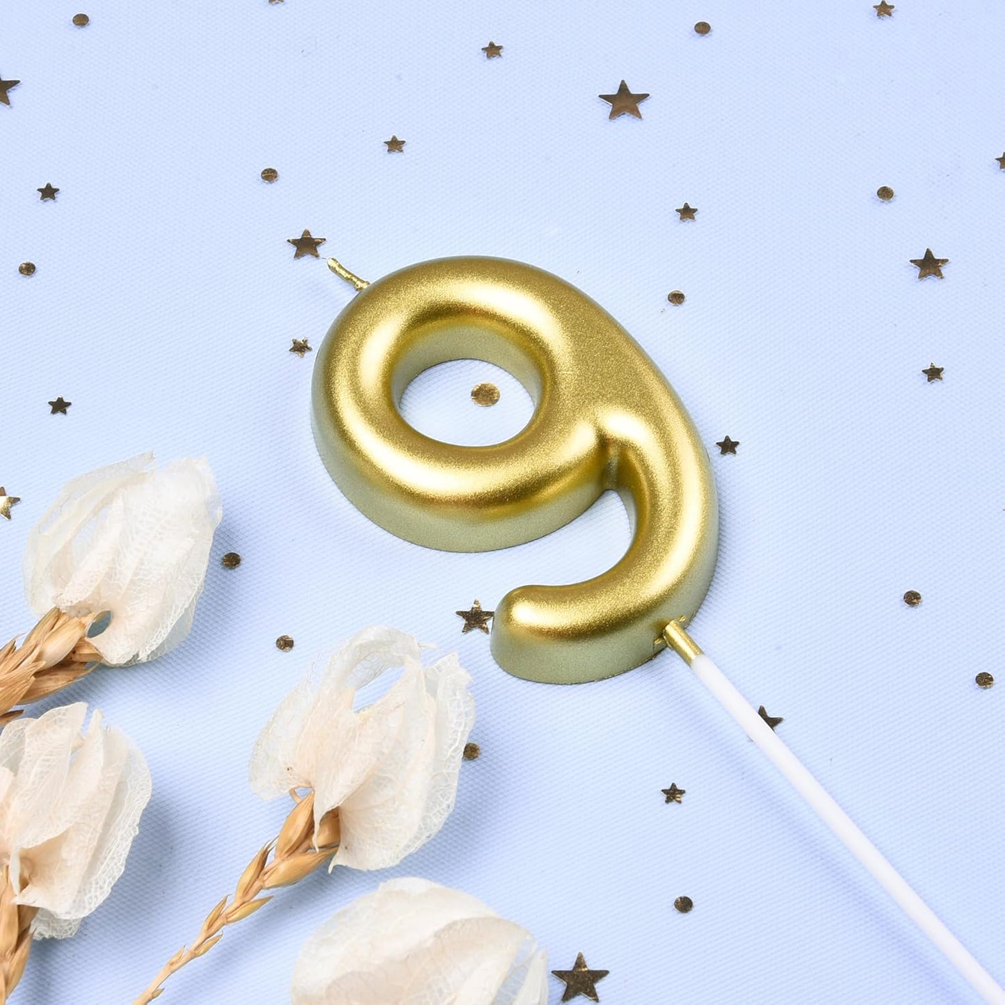 2.76 Inch Classical Gold 5 Number Birthday Candles, Gold Number Candles, Cake Number Candles, Party Celebration