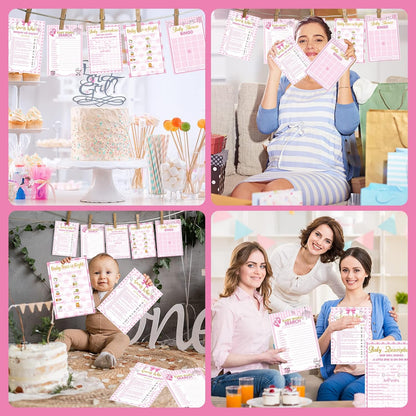 Yinder 145 Pcs Baby Shower Games Activities Cards with 20 Pencils Includes Baby Bingo Description and Wishes Guess Who Price is Right Word Scramble Game(Here Comes the Son)