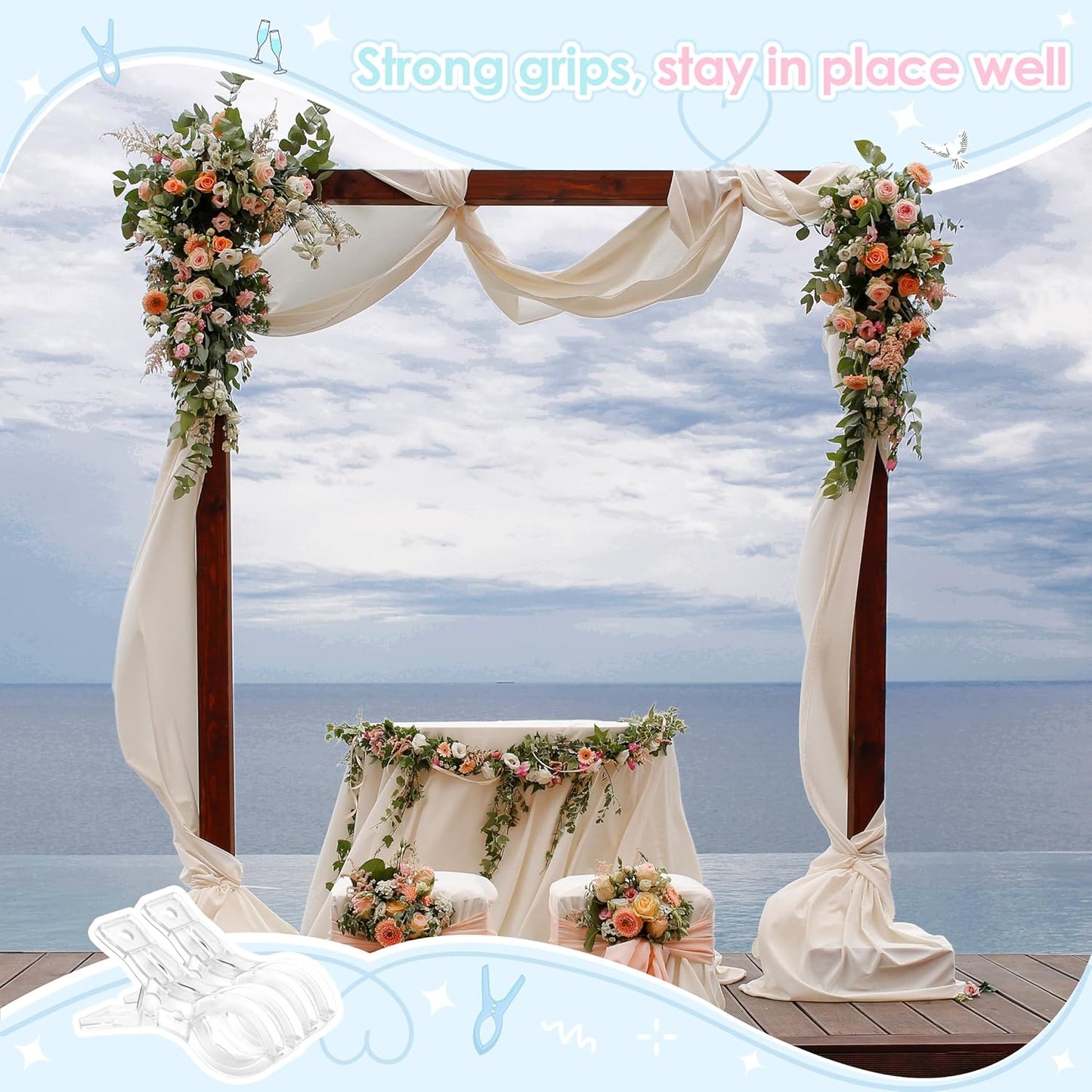 RELBRO Spring Clamps, 3.5 Inch Clear Plastic Clips for Balloon Arch Backdrop Craft Decoration Projects, Invisible Design, 10 Pcs