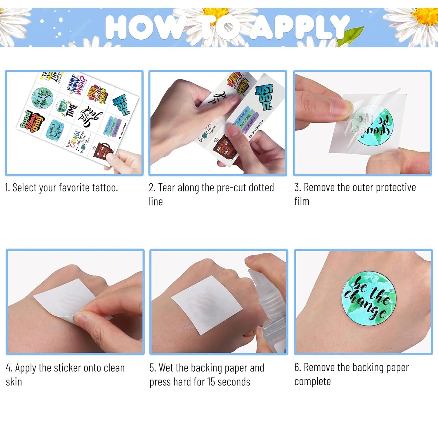 96 PCS Motivational Temporary Tattoos for Kids - Pre-Cut Positive Affirmation Quotes, Inspirational Fake Tattoos for Boys Girls, Birthday Party Favors & School Rewards
