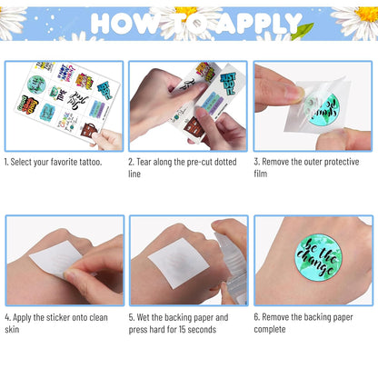 96 PCS Motivational Temporary Tattoos for Kids - Pre-Cut Positive Affirmation Quotes, Inspirational Fake Tattoos for Boys Girls, Birthday Party Favors & School Rewards