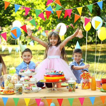 Tatuo 200 Feet Solid Pennant Banners Flags String Triangle Hanging DIY Bunting Flags Party Decorations for Grand Opening Party Banners for Kids Birthday, Shops (White)