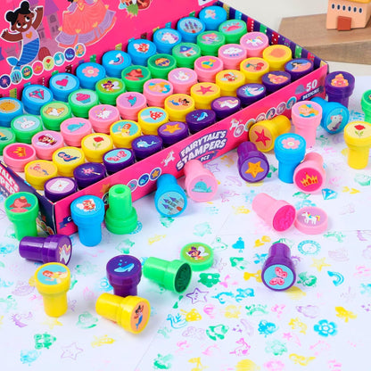 JOYIN 50 Pcs Assorted Stamps for Kids - Self-Ink Stamps with 50 Designs for Birthday Party Favor, Carnival Prizes, School Stampers, Goodie Bag, Classroom Treasure Box Toys (Zoo, Holiday Stampers)