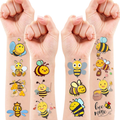 96PCS Bee Pre-Cut Temporary Tattoos for Kids - Cute Party Favors & Decorations, Perfect for Birthday Parties, School Prizes, and Themed Gifts for Boys & Girls