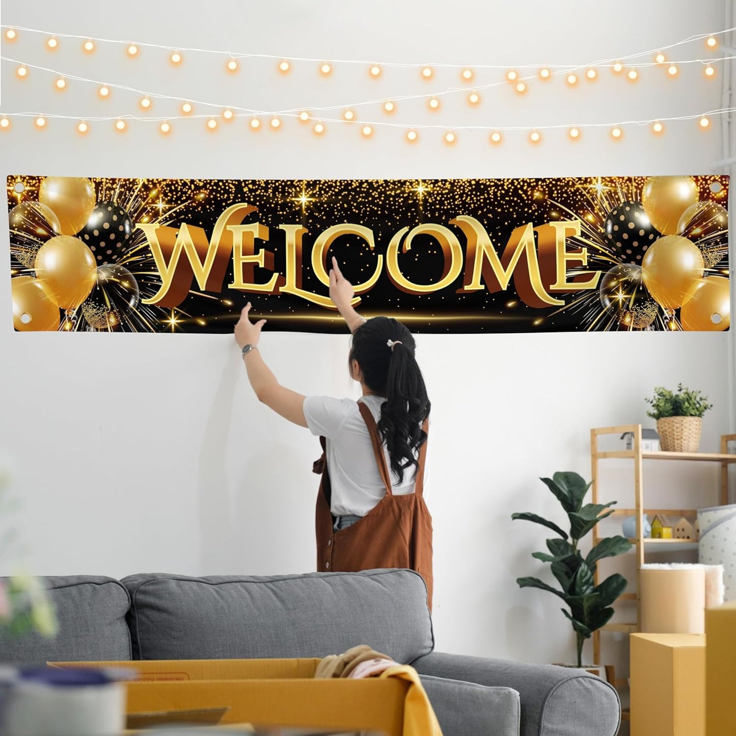 Welcome Banner - Black and Gold Welcome Home Decorations 6 x 1.3ft - Welcome Back Banner - We Missed You So Much