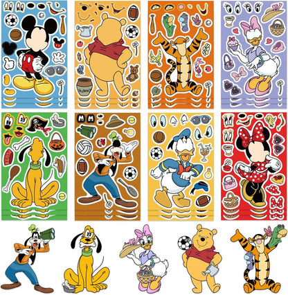 24 Sheets Cool Monster Sticker Cute Cartoon Charaters Make Your Own Sticker, Make a Face Stickers Party Favors Activities Gifts (c)