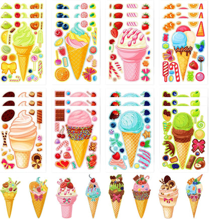 24 Sheets Cupcake Make a Face Sticker Sheets for Kids Todders Activities, Make Your Own Stickers for Kids Birthday Party Favor Supplies Craft